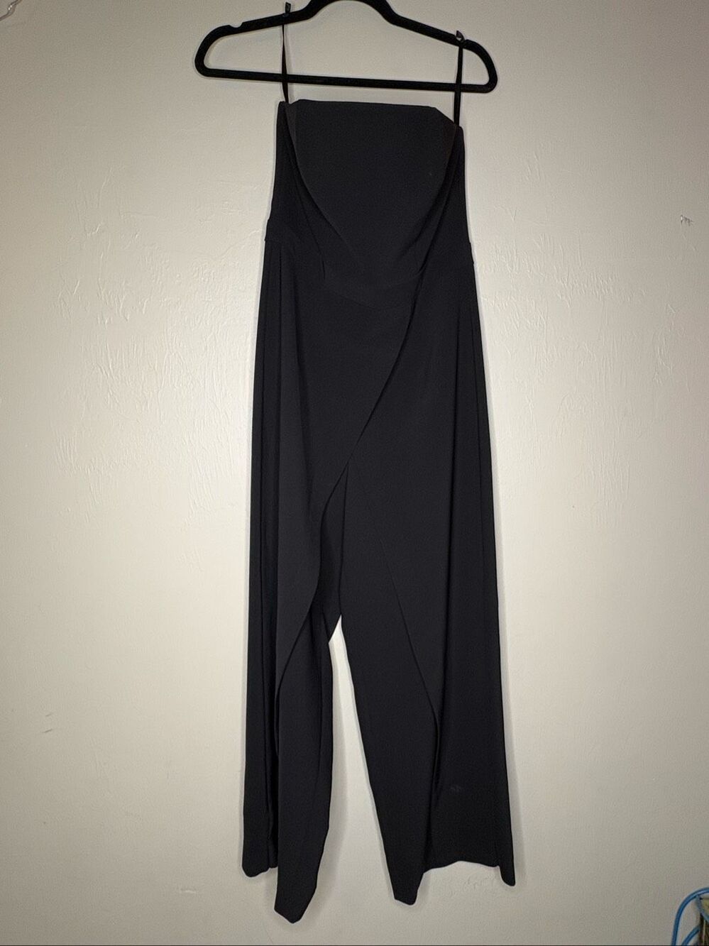 White House Black Market WHBM Black Strapless Draped Overlay Jumpsuit  Size 6-19